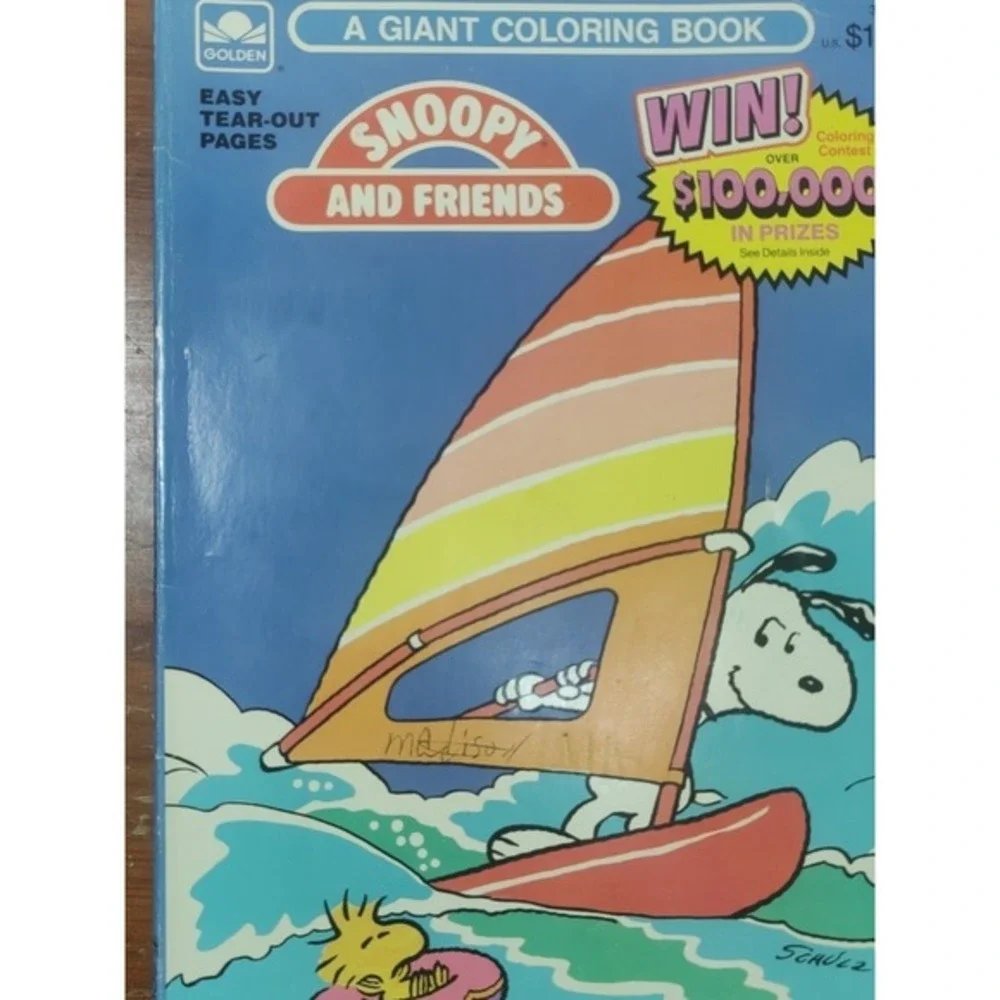 SNOOPY & FRIENDS COLORING BOOK GIANT‎ GOLDEN BOOK 3143 SCHULZ 1987 PEANUTS.